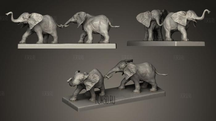 King amp Bay Elephants stl model for CNC