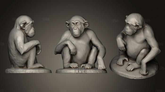 Young chimp sitting stl model for CNC