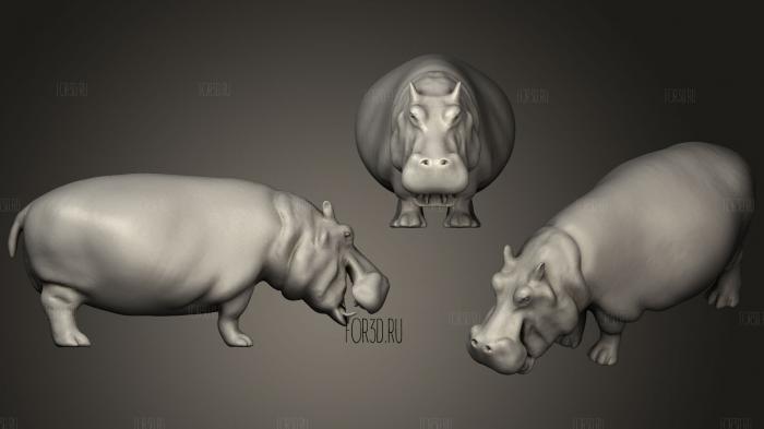 Hippopotamus with open mouth stl model for CNC