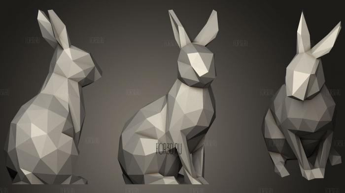 Low Poly Easter Bunny stl model for CNC