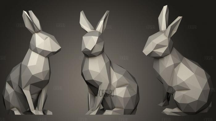 Low Poly Easter Bunny3 stl model for CNC