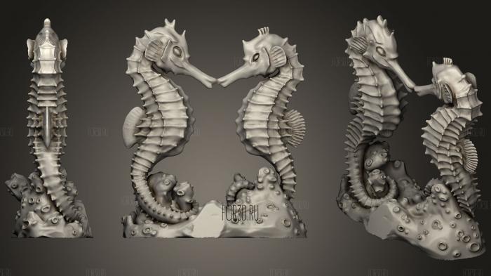 One Piece Seahorse Wedding Topper stl model for CNC
