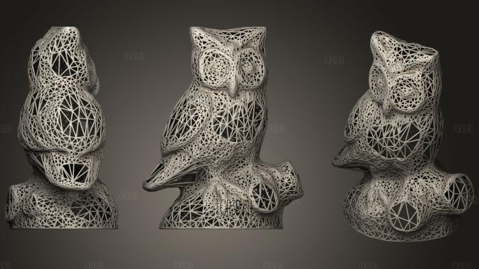 Owl Statue (Voronoi Style) stl model for CNC