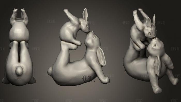 Rabbit Mom And Bunny Baby stl model for CNC