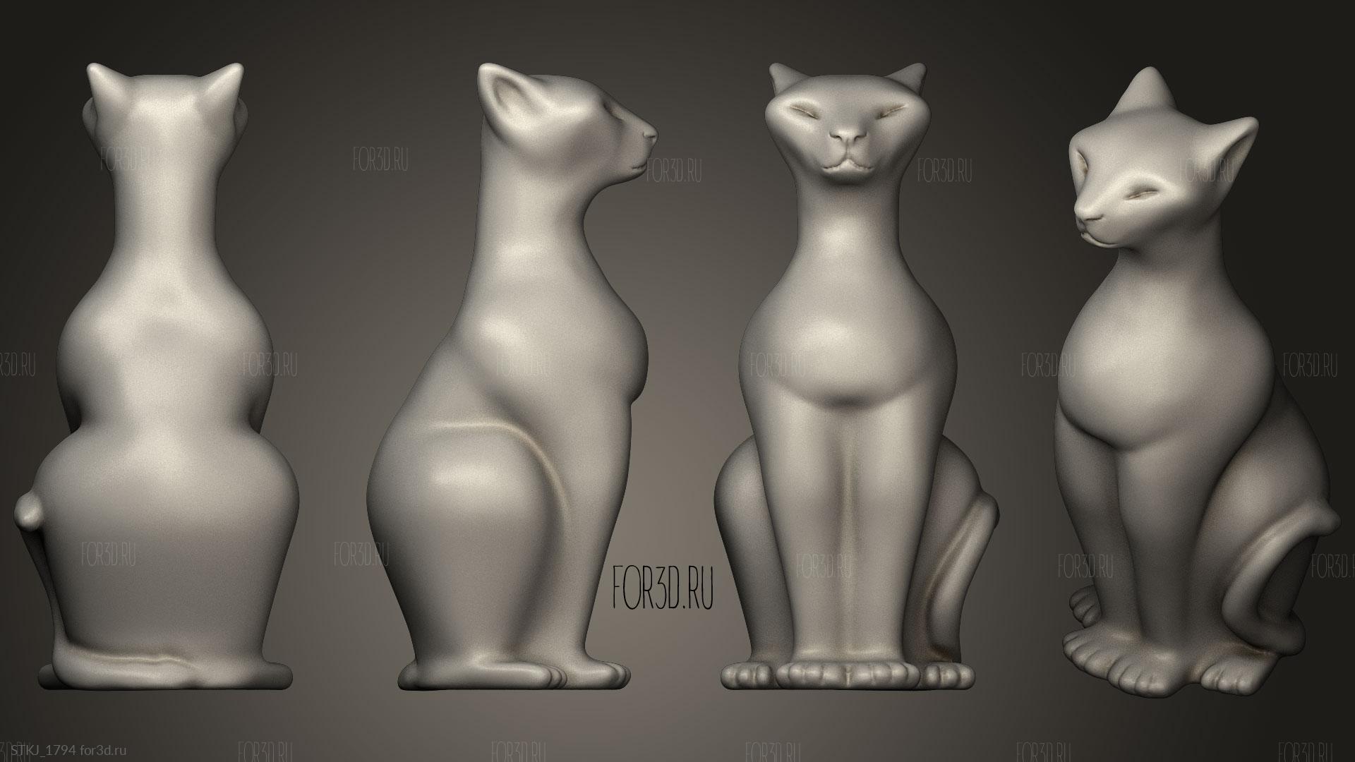 Фигурка Сидящего кота - 3d stl модель для ЧПУ