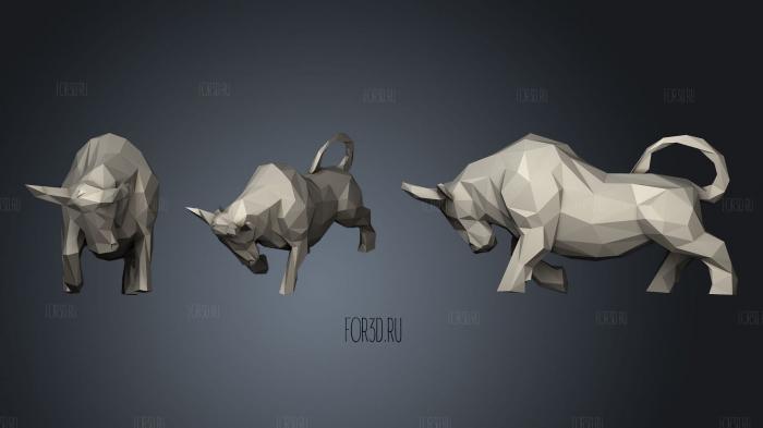 Bull low poly stl model for CNC