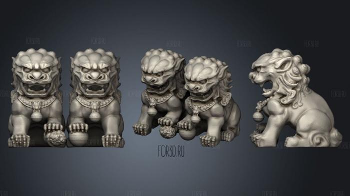 Chinese guardian lions stl model for CNC