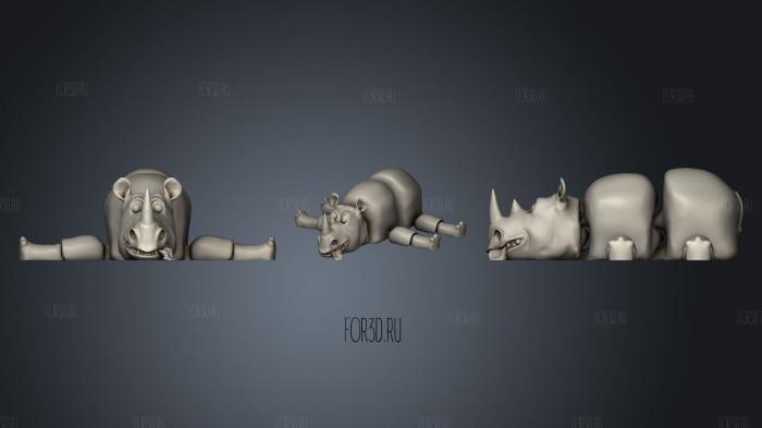 Clumsy rhino trinket flexi stl model for CNC