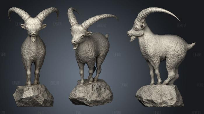 Goat On Stone Hollowed stl model for CNC