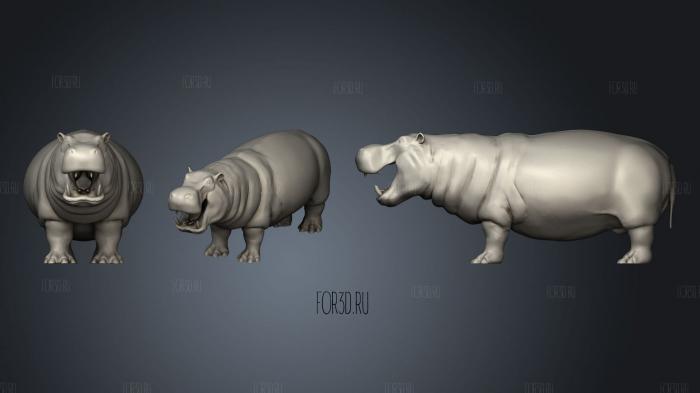 Hippopotamus 2 stl model for CNC
