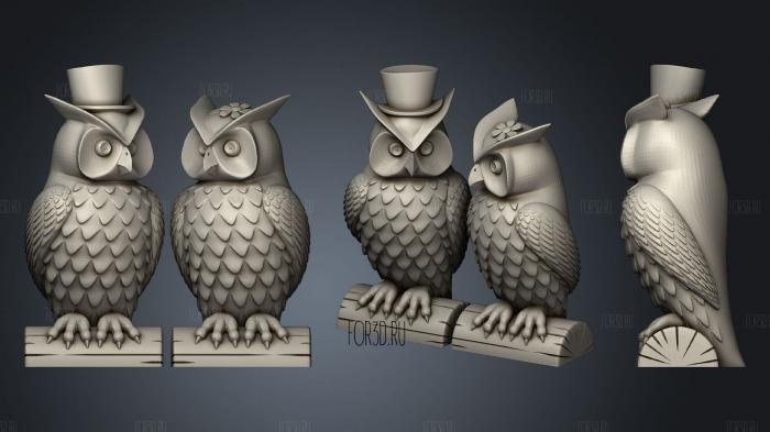 His And Her Owls (Makerware Friendly!) stl model for CNC