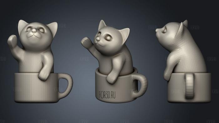 Kitten in a cup1 stl model for CNC