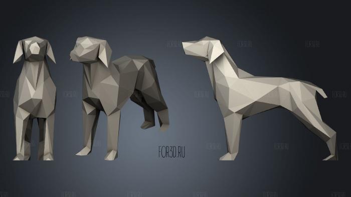 Low Poly Dog stl model for CNC