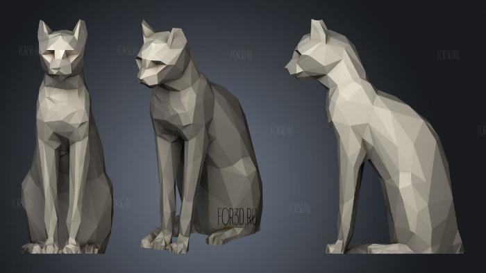 Low Poly Egyptian Cat Sculpture stl model for CNC
