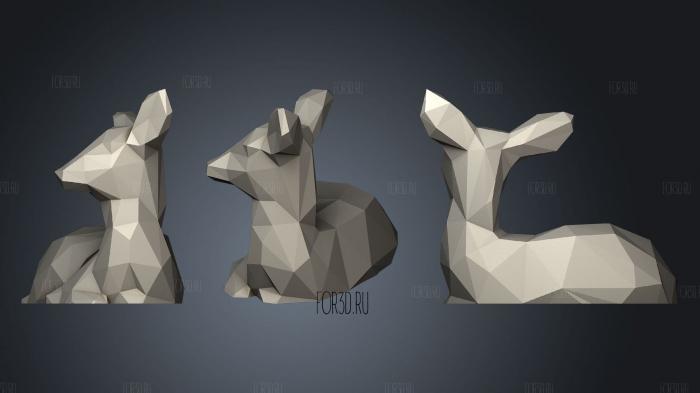 Low Poly Fawn stl model for CNC