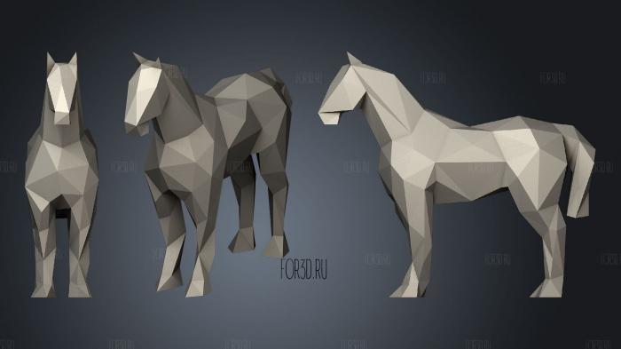 Low poly Horse stl model for CNC