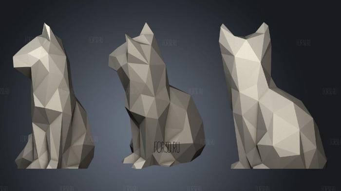 Low Poly Sitting Cat! stl model for CNC