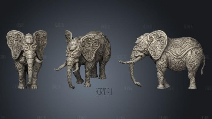 Ornate elephant stl model for CNC