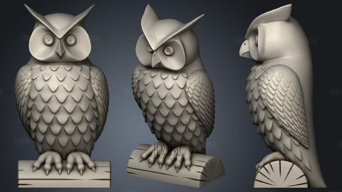 Owl Facing Front stl model for CNC