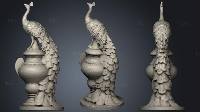 Peacock Statue stl model for CNC
