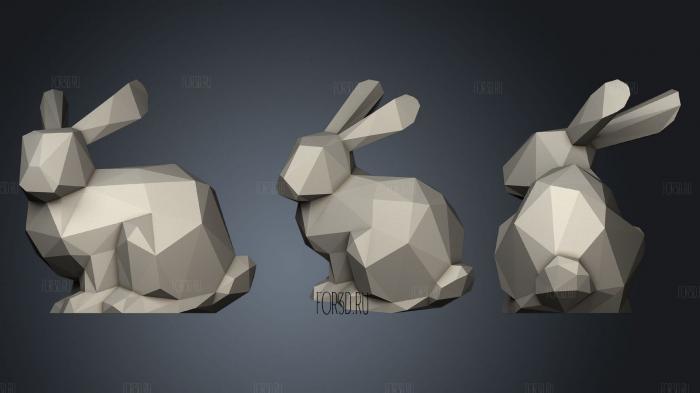 Stanford Bunny Low Poly Flat Base stl model for CNC