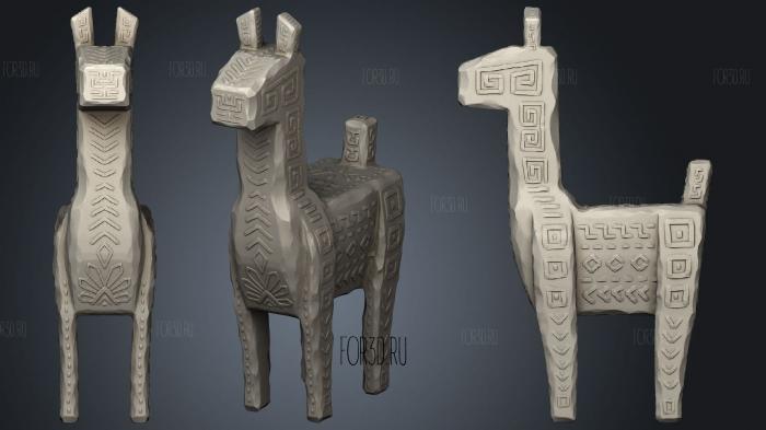 Stylized llama hi poly stl model for CNC