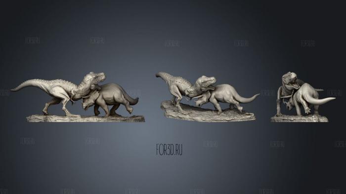 Trex fighting Triceratops stl model for CNC