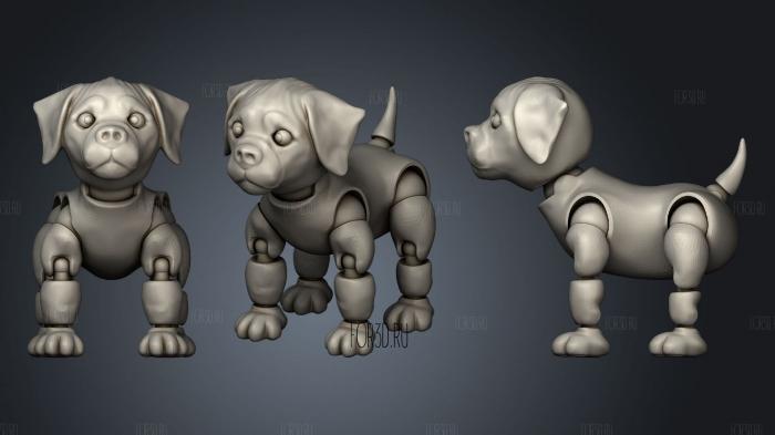 3D Jointed Puppy Dog stl model for CNC
