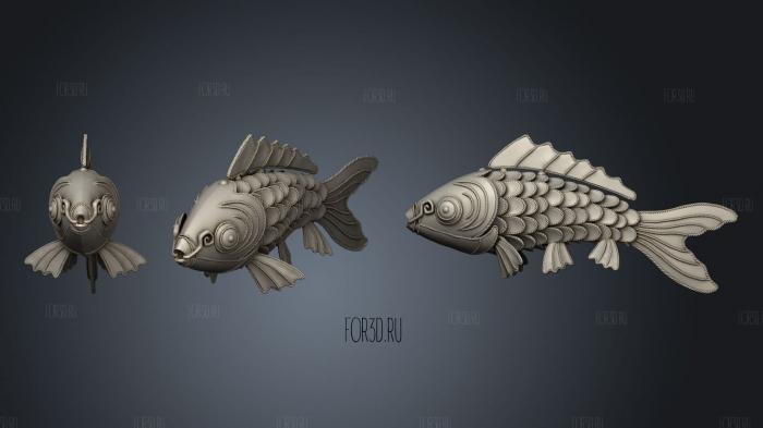 A Full Sea Koi Fish on Such stl model for CNC