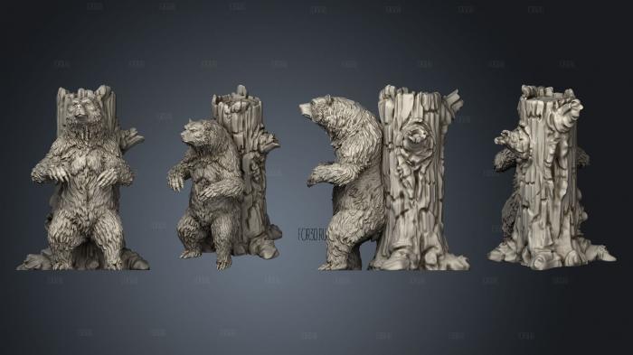 Grizzly Bear Tree Stump Large stl model for CNC