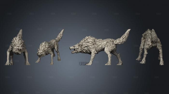 Winter Wolf Attacking Large stl model for CNC