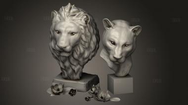 Бюст Льва и Львицы 3d stl модель для ЧПУ