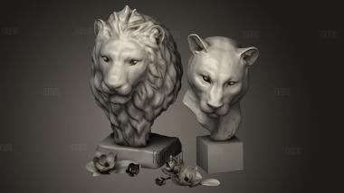 Бюст Льва и Львицы 3d stl модель для ЧПУ