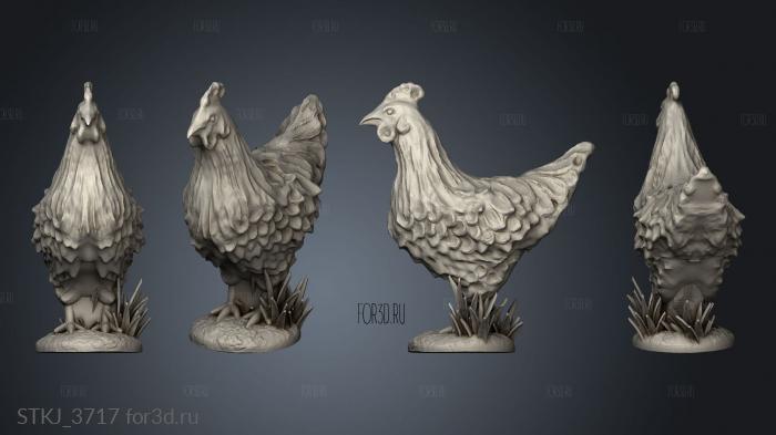 Chicken Coop and Chickens stl model for CNC