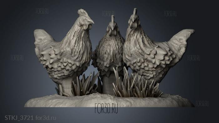 Chicken Coop and Chickens stl model for CNC