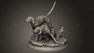 Две собаки стая привязь Жорж Люсьен Вакоссен 3d stl модель для ЧПУ