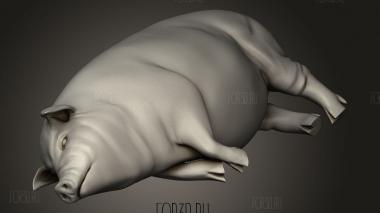 Деревенское Животное Свинья Лежит 3d stl модель для ЧПУ
