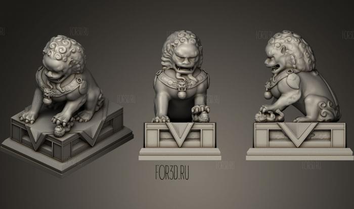 Chinese Lion Statue Realistic stl model for CNC