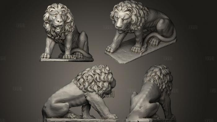 crouching lion onscuare plinth stl model for CNC
