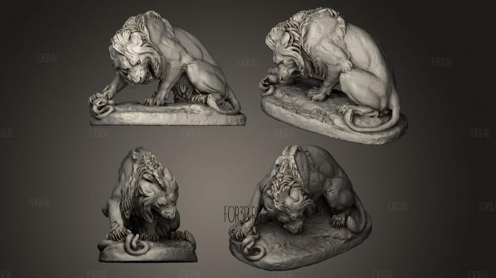 lion crushing a serpent stl model for CNC