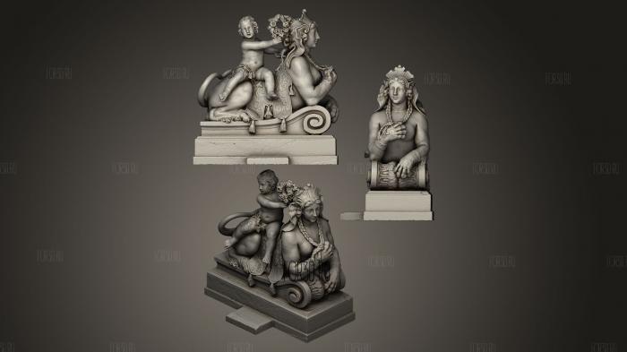 Sphinx with playing child stl model for CNC