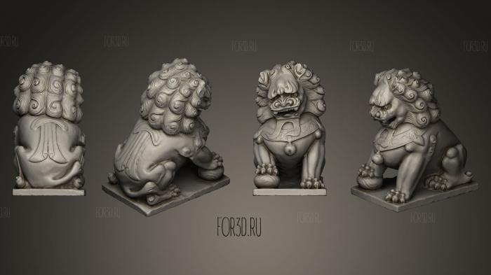 Chinese guardian lion Foo dog stl model for CNC