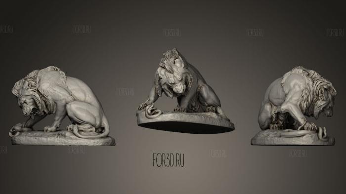 Lion Crushing a Serpent stl model for CNC