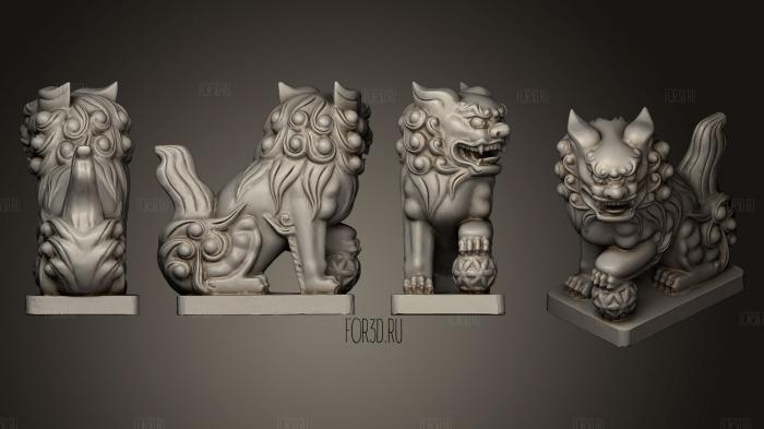 Foo Dog 3 Guardian Lion stl model for CNC