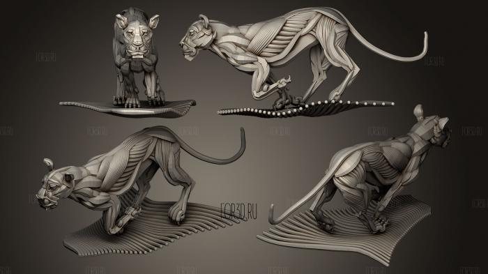 Running lioness ecorche stl model for CNC