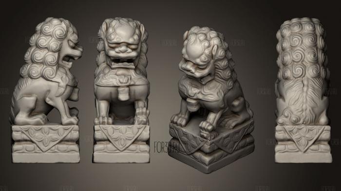 Two small Guardian lions Koma Inu Foo dogs stl model for CNC