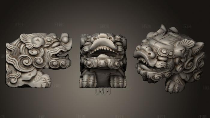 Wooden Shisa Okinawan Guardian Lion 3d stl модель для ЧПУ