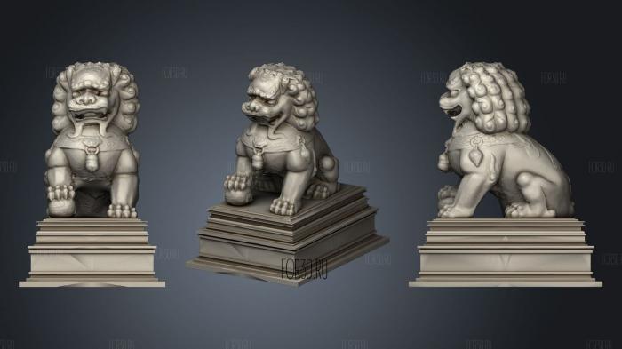 Statue of a Chinese Lion guarding stl model for CNC