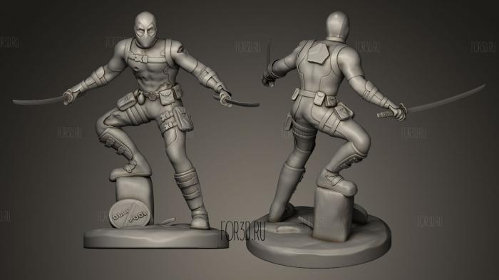 Dead Pool Low Poly Realistic stl model for CNC
