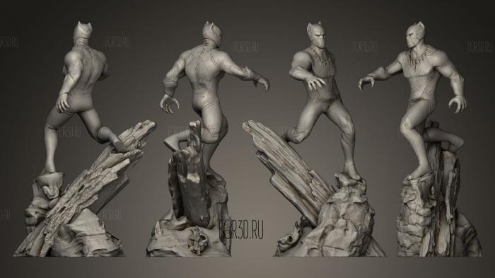 BLACK PANTHER INSPIRITED DIORAMA FOR 3D ING stl model for CNC